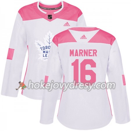 Dámské Hokejový Dres Toronto Maple Leafs Mitchell Marner 16 Bílá 2017-2018 Adidas Růžová Fashion Authentic